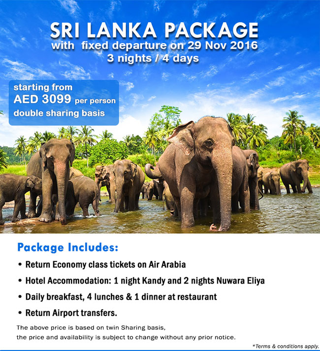 Sri Lanka 3n/4d Package with fixed departure return Air Tickets